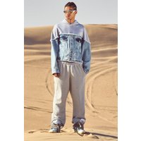 Mens Oversize Jogginghose mit Print - Grau - XS, Grau von boohooman