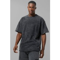 Mens Oversize Man Active T-Shirt mit Acid-Waschung - Schwarz - XL, Schwarz von boohooman