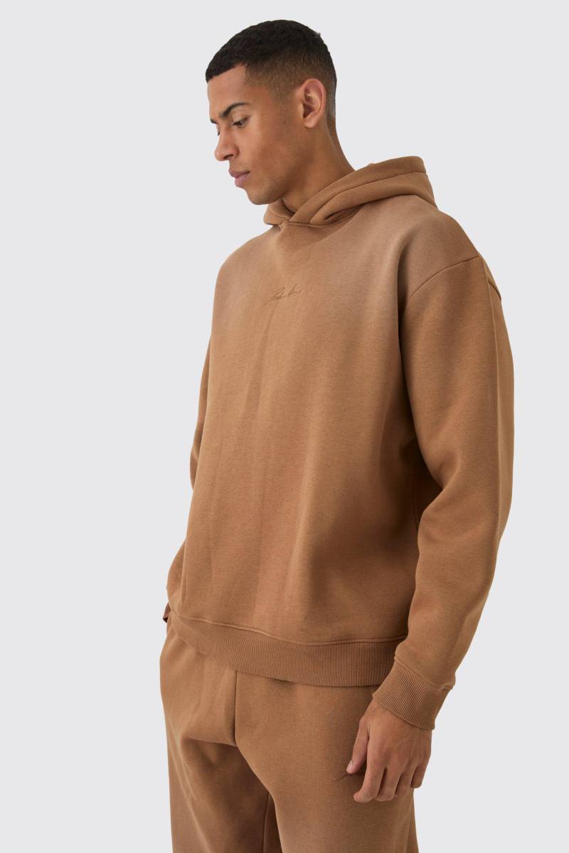 Oversize Man Hoodie mit Spray-Waschung - Taupe - M, Taupe von boohooman