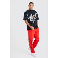 Mens Oversize Ofcl Basketball T-Shirt & Jogginghose - Rot - M, Rot von boohooman