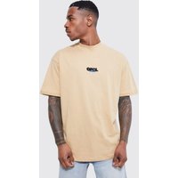 Mens Oversize Official T-Shirt - Beige - L, Beige von boohooman