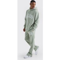 Mens Oversize Official Trainingsanzug mit Print - Grün - L, Grün von boohooman