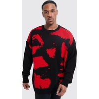 Mens Oversize Strickpullover - Rot - L, Rot von boohooman