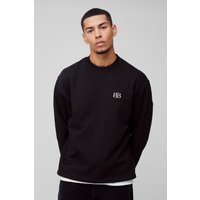 Oversize Sweatshirt mit B-Stickerei - Schwarz - S, Schwarz von boohooman