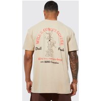 Mens Oversize T-Shirt Looney Tunes Print - Beige - XS, Beige von boohooman