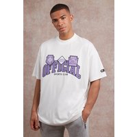 Mens Oversize T-Shirt mit Applique - Ecru - XS, Ecru von boohooman