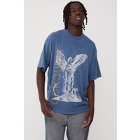 Oversize T-Shirt mit Conquest Renaissance-Print - Blau - XS, Blau Oversize T-Shirt mit Conquest Renaissance-Print - Blau - XS, Blau von boohooman