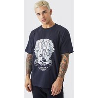 Mens Oversize T-Shirt mit Cosmic Glow Print - Schwarz - M, Schwarz von boohooman