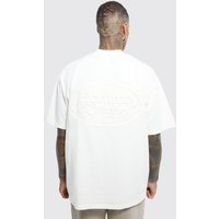 Mens Oversize T-Shirt mit Homme Print - Ecru - XL, Ecru von boohooman