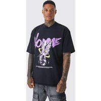 Mens Oversize T-Shirt mit Homme Print - Schwarz - M, Schwarz von boohooman