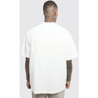 Mens Oversize T-Shirt mit Homme Print - Ecru - S, Ecru von boohooman