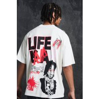 Oversize T-Shirt mit Life-Print - Grau - M, Grau Oversize T-Shirt mit Life-Print - Grau - M, Grau von boohooman