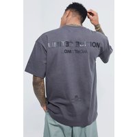 Mens Oversize T-Shirt mit Limited-Print - Grau - XL, Grau von boohooman