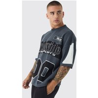 Oversize T-Shirt mit Moto 100 Print - Schwarz - XS, Schwarz von boohooman