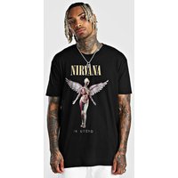 Oversize T-Shirt mit Nirvana-Print - schwarz - XS, schwarz von boohooman