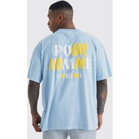 Mens Oversize T-Shirt mit Pour Homme Print - Blau - M, Blau von boohooman