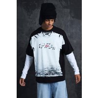 Oversize T-Shirt mit Print - Schwarz - XXL, Schwarz Oversize T-Shirt mit Print - Schwarz - XXL, Schwarz von boohooman