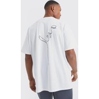 Mens Oversize T-Shirt mit Print - Weiß - XS, Weiß von boohooman