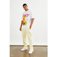 Mens Oversize T-Shirt mit Print & Jogginghose mit geteiltem Saum - Gelb - XS, Gelb von boohooman