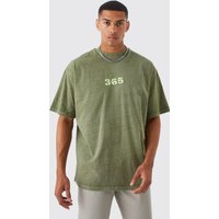 Mens Oversize T-Shirt mit gewebtem Aufnäher - Khaki - XS, Khaki von boohooman