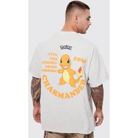Mens Oversize T-Shirt mit lizenziertem Pokemon Charmander Print - Beige - L, Beige von boohooman