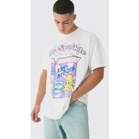 Oversize T-Shirt mit lizenziertem The Simpsons Anime-Print - Weiß - S, Weiß von boohooman