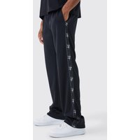 Mens Oversize Trikot-Jogginghose mit Seitenstreifen - Schwarz - L, Schwarz von boohooman