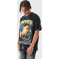 Mens Oversized A Boogie Wash License T-shirt - Schwarz - XS, Schwarz von boohooman