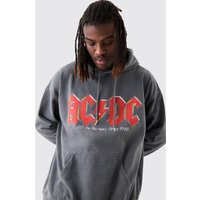 Mens Oversized Acdc Wash License Hoodie - Grau - XS, Grau von boohooman