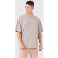 Mens Oversized Acid Wash T-shirt - Taupe - S, Taupe von boohooman