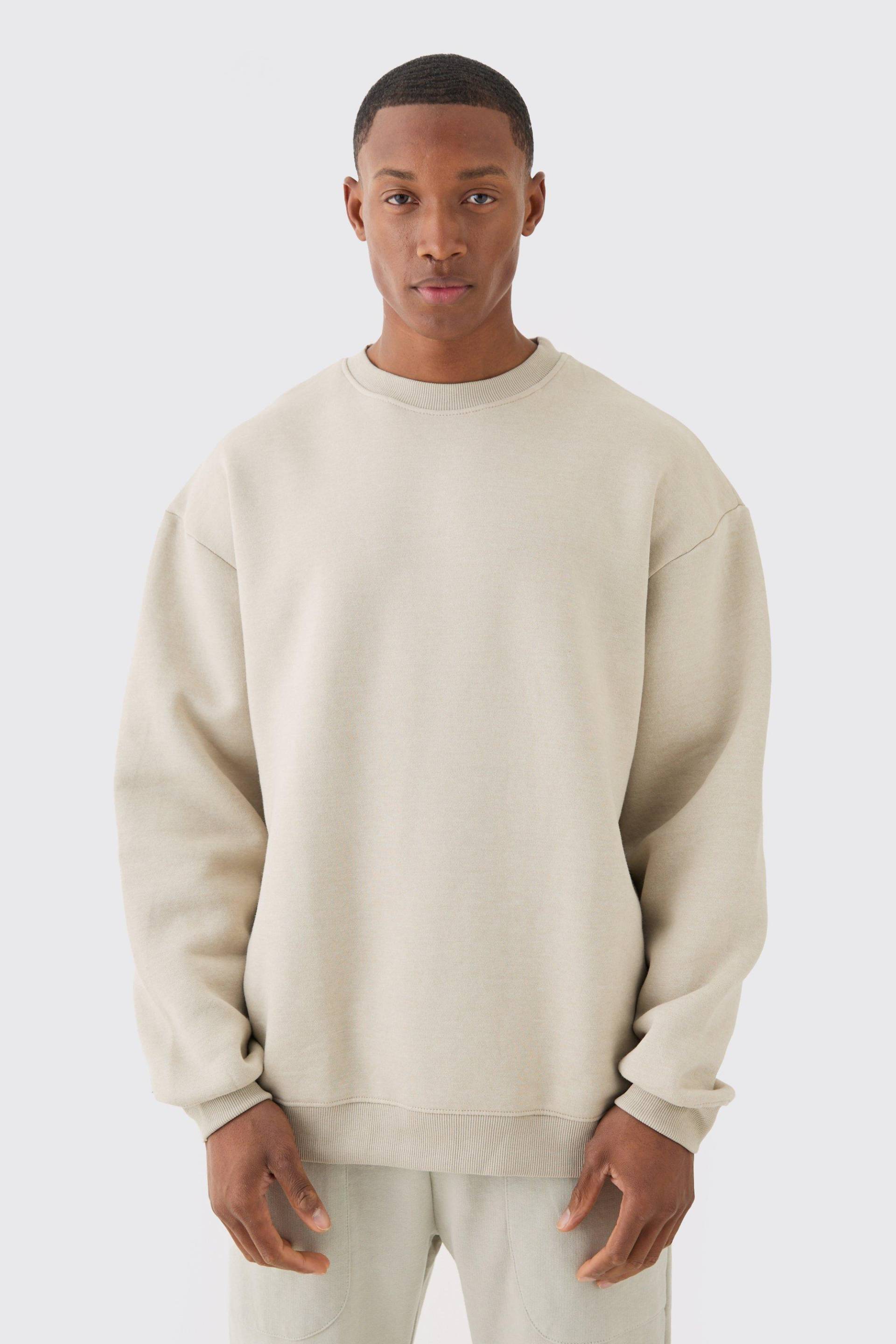 Mens Oversize Basic Sweatshirt - Beige - S, Beige von boohooman