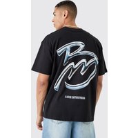 Mens Oversized Bm Graphic T-shirt - Schwarz - L, Schwarz von boohooman