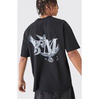 Mens Oversized Bm Graphic T-shirt - Schwarz - M, Schwarz von boohooman