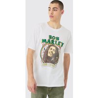 Mens Oversized Bob Marley License T-shirt - Weiß - L, Weiß von boohooman