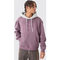 Mens Oversized Boxy 3d Embroidered Edition Hoodie - Lila - M, Lila von boohooman
