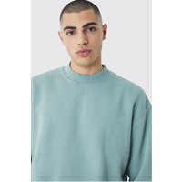 Mens Kastiges Oversize Sweatshirt mit Acid-Waschung - Grün - M, Grün von boohooman