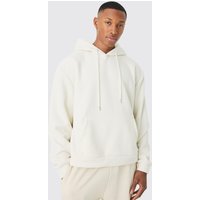 Mens Kastiger Oversize Hoodie aus Microfleece - Weiß - L, Weiß von boohooman