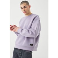 Mens Oversized Boxy Bonded Scuba Sweatshirt - Lila - L, Lila von boohooman