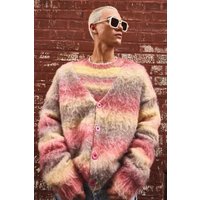 Kastiger Oversize Cardigan mit Streifen - Rot - S, Rot von boohooman