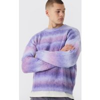 Kastiger Oversize Pullover mit Streifen - Lila - XS, Lila von boohooman