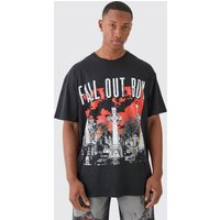 Mens Oversized Boxy Fall Out Boy Band License T-shirt - Schwarz - XS, Schwarz von boohooman