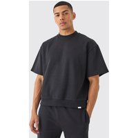 Mens Oversized Boxy Heavyweight Short Sleeve Sweatshirt - Schwarz - XL, Schwarz von boohooman