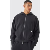 Mens Oversized Boxy Heavyweight Zip Thru Hoodie - Schwarz - L, Schwarz von boohooman