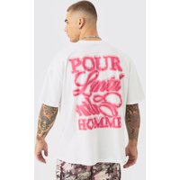 Mens Oversized Boxy Homme Text Print T-shirt - Weiß - M, Weiß von boohooman