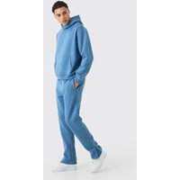 Mens Oversized Boxy Hooded Tracksuit - Blau - M, Blau von boohooman