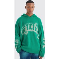 Mens Kastiger Oversize Jacquard-Pullover - Grün - L, Grün von boohooman