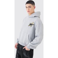 Mens Oversized Boxy M Star Hoodie - Grau - L, Grau von boohooman