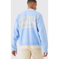 Mens Oversized Boxy Moto Knit Cardigan - Blau - L, Blau von boohooman