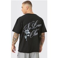 Mens Oversized Boxy No Love Print T-shirt - Schwarz - XL, Schwarz von boohooman