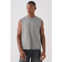 Mens Oversized Boxy Wash Distressed vest - Grau - M, Grau von boohooman